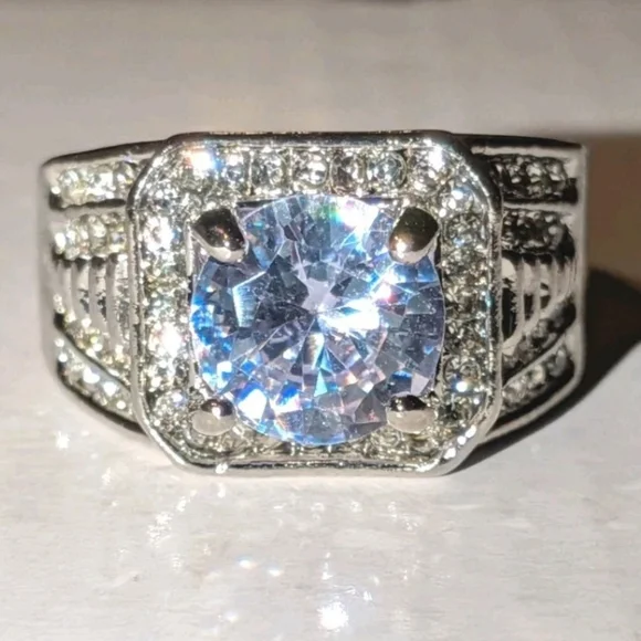 Classic Men's Dazzling 3CT Round Cut Lab Created DiamondEngagement Ring